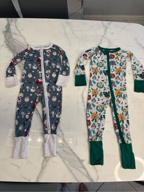 Roe and Co. bamboo Christmas Pajamas Sleepers Bundle